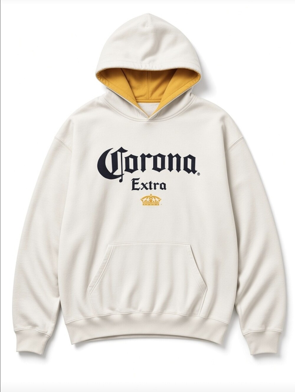 Vintage Corona Extra Beer Hoodie White Yellow Pullover Baja Mexico Graphic